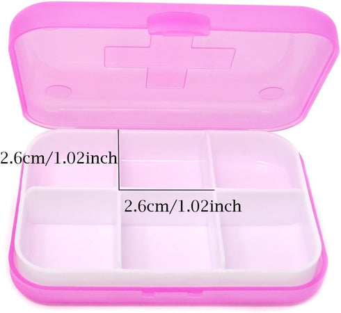 Honbay 4PCS 6 Compartments Waterproof Plastic Pill Organizer Box Case for Daily or Travel Use