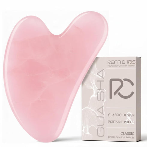 Rena Chris Gua Sha Facial Tools, Pink Stone Guasha Tool for Acupuncture,