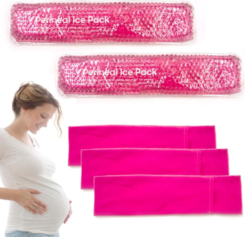 Reusable Perineal Ice Packs for Postpartum & Hemorrhoid Pain Relief, Hot & Cold Pack for Women, 2 Ice Packs and 3