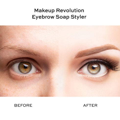 Makeup Revolution Soap Styler - Eyebrow Wax Soap Kit, Long Lasting Feathered & Fluffy Brows, Includes Brush & Mirror