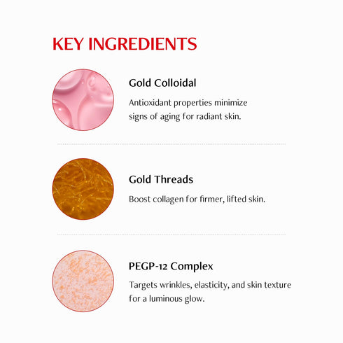 Shumage Gold Seal Lifting Ampoule, Collagen Serum for Anti-wrinkles, Glowing Skin, Korean Skincare, 0.4 fl.oz.
