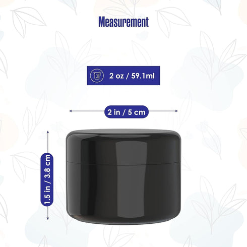 Houseables Black Cosmetic Jars, Small Containers with Lids, 2 Fl Oz, 160 ML, 24 Pack, TSA Approved for Lotion, Creams,