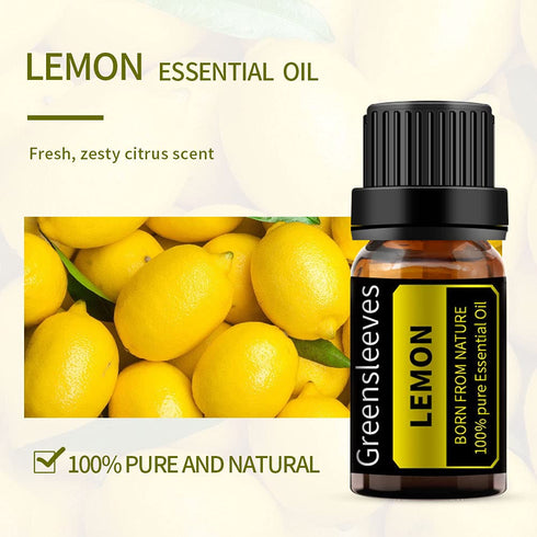 GREENSLEEVES Rose Lemon Essential Oil Set, 100% Pure Aromatherapy Oils for Diffuser, Massage - 2 x 10ml