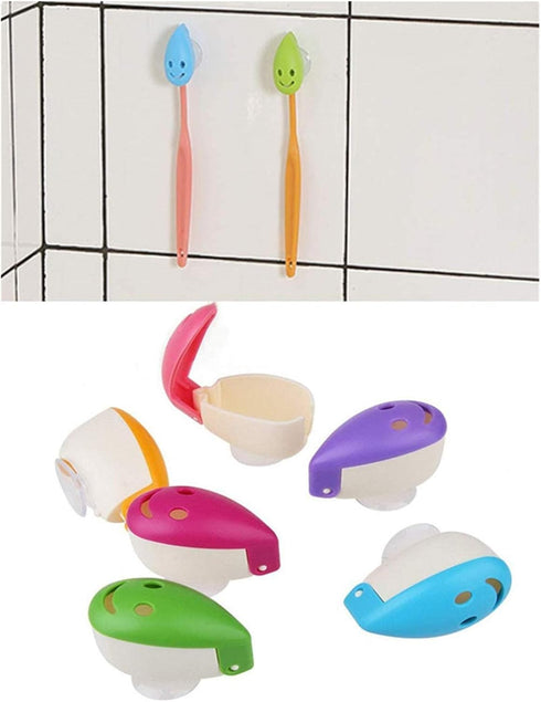 VADOO 6Pcs Toothbrush Head Cover Cap, Suction Cup Toothbrush Case, Portable Toothbrush Protector Holder