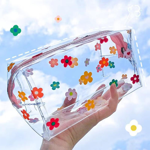 Cute Transparent Makeup Bag - Waterproof Toiletries Storage Bag, Large Capacity Pen Bag (Avocado)