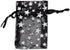 100-Pack 2x2.5 Sheer Organza Drawstring Gift Bags (X-Small) - Metallic Stars (Black/Silver) for Wedding Party Favors,