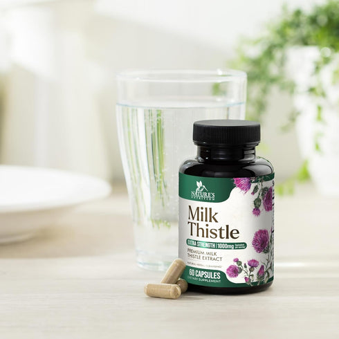 Nature's Milk Thistle 1000mg - 60 Capsules Herbal Liver Supplement with Dandelion Root & Silymarin