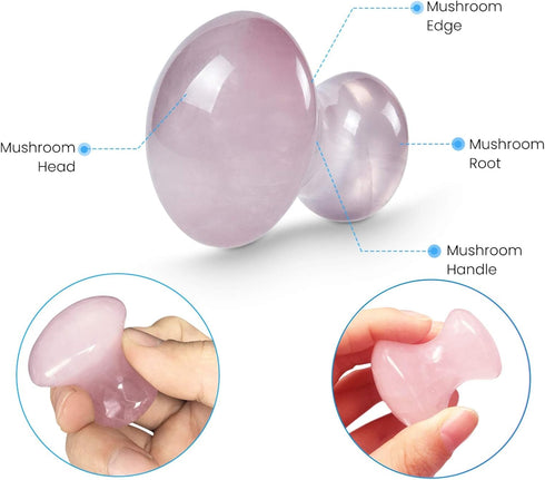 MIMOSA Handmade Natural Rose Quartz Gua Sha Scraping Massage Tool Mushroom Shaped GuaSha Board for SPA Relaxing