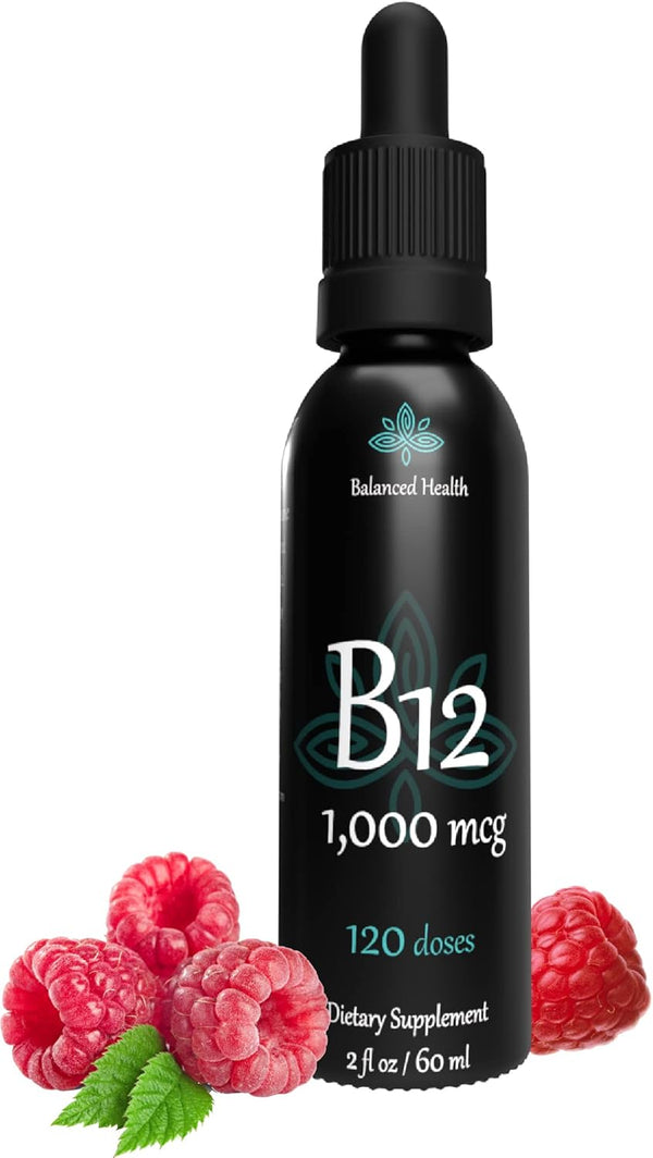 B12 1,000 mcg, 2oz, 120 Servings, Raspberry Flavor Sublingual Drops