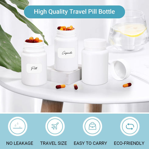 Empty Plastic Pill Bottle Medicine Bottles with Smooth Screw Lid for Liquid Solid Powder (200cc 4pack)