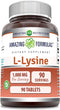 Amazing Formulas L-Lysine 1000mg Supplement, Non-GMO, Gluten Free, Made in USA (90 Count)
