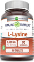 Amazing Formulas L-Lysine 1000mg Supplement, Non-GMO, Gluten Free, Made in USA (90 Count)