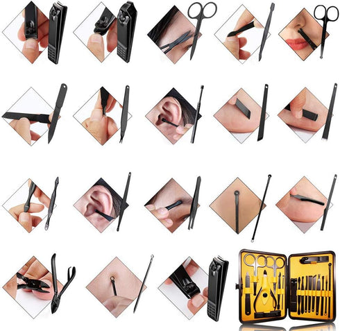 Manicure Pedicure Kit Nail Clippers Set, 18 in 1 High Precision Stainless Steel Cutter for Men & Women
