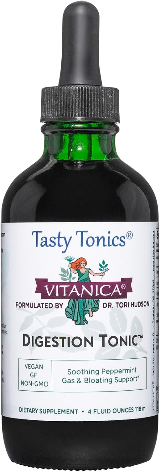 Vitanica Digestion Tonic, Gas, Bloating and Indigestion Relief Supplement, 4 Oz, for Women & Men