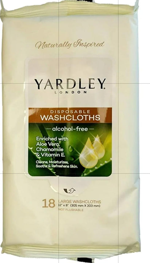 YARDLEY LONDON (**2**18 Pack)by 12 8 36 Disposable Washcloths Enriched with Aloe Vera, Chamomile & Vitamin E Yardley x