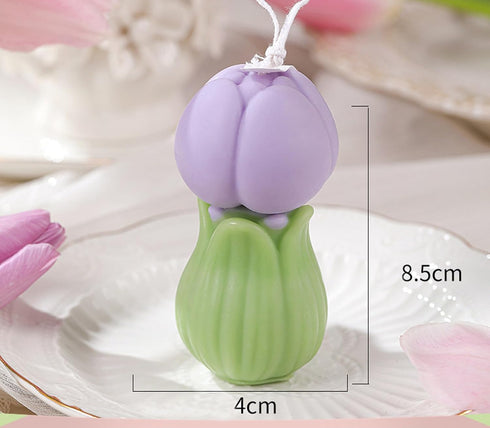 T-shin Candle,70G Tulip Flower Shape Scented Healing Flower In Bud Handmade Soy Wax Aroma Decorative Candle for Table