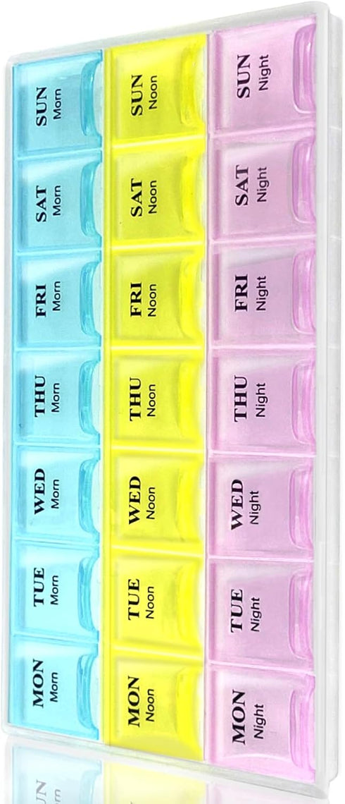Inspiration Industry Weekly Pill Organizer with Snap Lids |7-Day Morn/NOON/Night |for Pills, Vitamin.