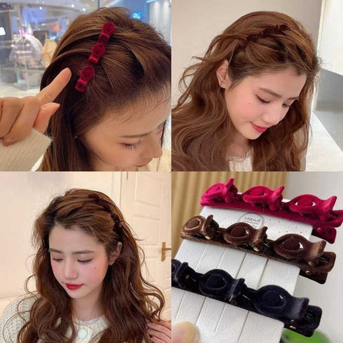 Retro Braided Hair Styling Clips, 4-Pack Multi-Layer Hollow Woven Hairpins for Women