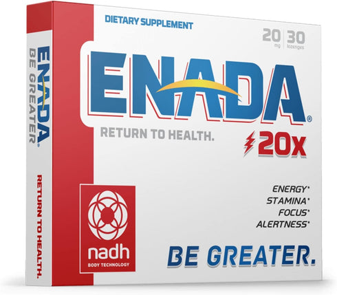 ENADA 20mg NADH Supplement | 30 Lozenges | Boost Energy, Mental Focus, Stamina, Support Fatigue