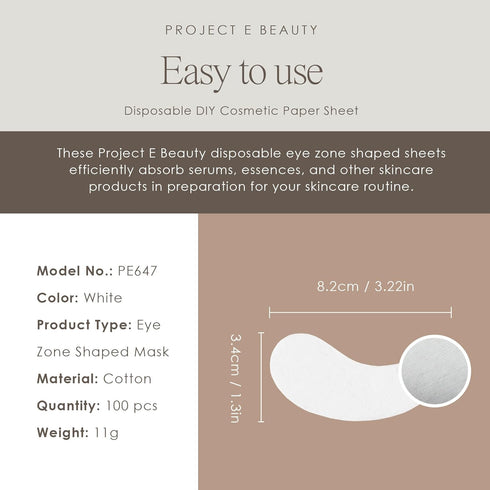 Project E Beauty 100pcs Disposable DIY Non-Woven Eye Mask Paper for Skincare & Spa Salon Use