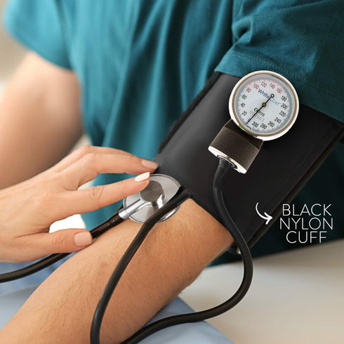 White Coat Deluxe Aneroid Sphygmomanometer - Professional Blood Pressure Monitor with Black Cuff
