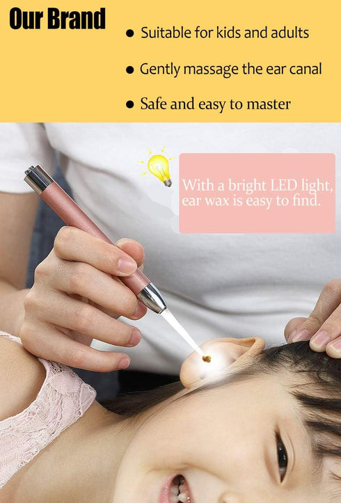 Ear Wax Removal Tool, LED Lights Ear Cleaning Kit, Updated Version, Non-Slip, BPA Free (Two Golden)