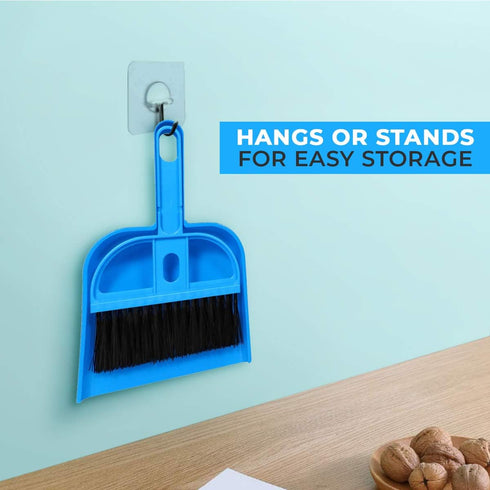 Mini Broom and Dustpan Set - Compact Cleaning Kit for Home, Car, Camping, and Travel - Mint Green