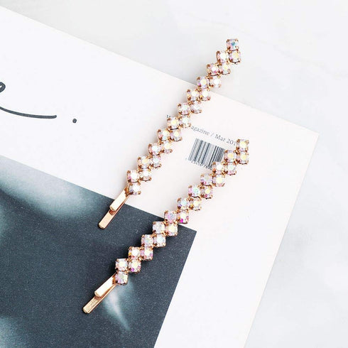 WHITEBRIDGE 8pcs Crystal Rhinestone Hair Pins, Four Kinds of Color for Women & Girls