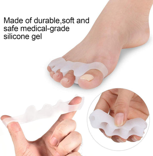 2 Pairs Toe Separators, Gel Toe Spacers for Bunion, Hammer Toe Straightener, Toe Correctors for Foot Pain Relief