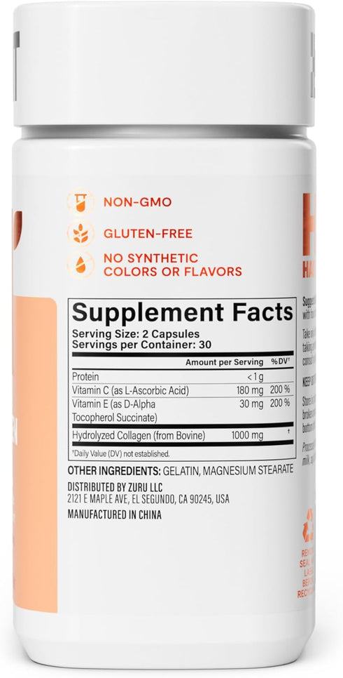 HABIT Collagen Supplement (60 Capsules) - 2000mg Collagen Peptides, Vitamin C & E, Antioxidants, Non-GMO, Gluten Free