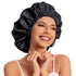 Satin Bonnet Silk Hair Bonnet for Sleeping, Slouchy Beanie Hat for Women's Natural & Curly Hair (Black)