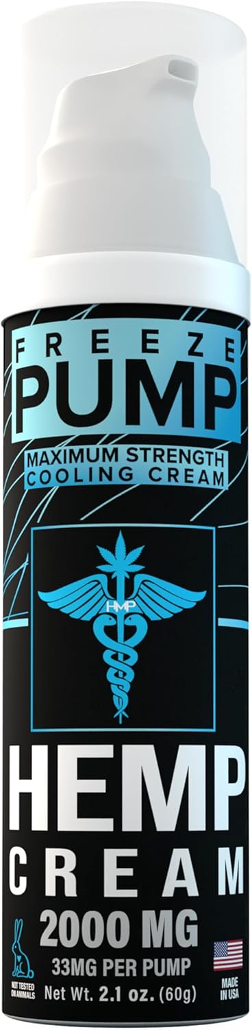 Hemp Cream for Maximum Strength Support - 2000MG Cooling Muscle Body Cream for Discomfort Relief, Natural Formula, 2.1oz