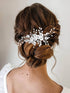 Unicra Silver Flower Bride Wedding Hair Comb - Pearl & Crystal Bridal Headpiece Jewelry for Women and Girls