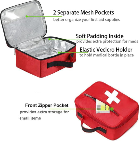Gatycallaty Empty First Aid Bag - Medium Emergency Treatment Medical Multi-Pocket for Home Office Car Traveling Hiking