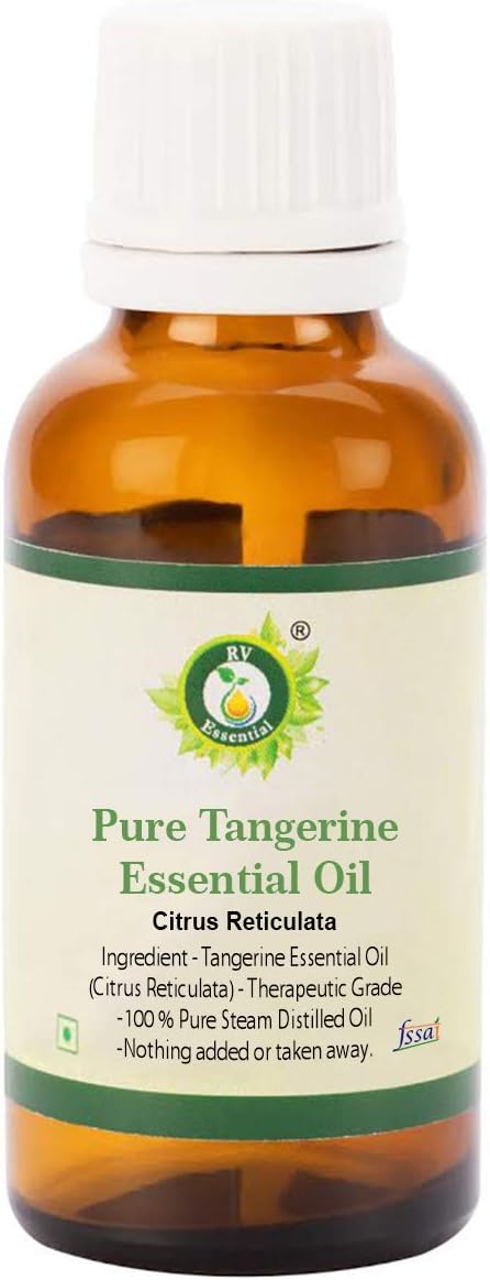 R V Essential Tangerine Essential Oil | 100% Pure Natural | Citrus Reticulata | for Diffuser, Hair, Massage | 30ml