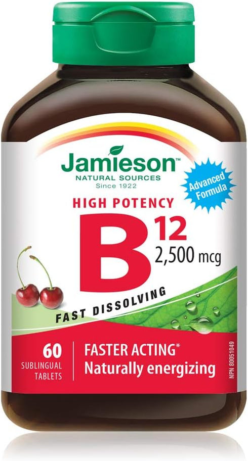 Jamieson Vitamin B12 2,500 mcg (METHYLCOBALAMIN), 60 Sublingual Tablets