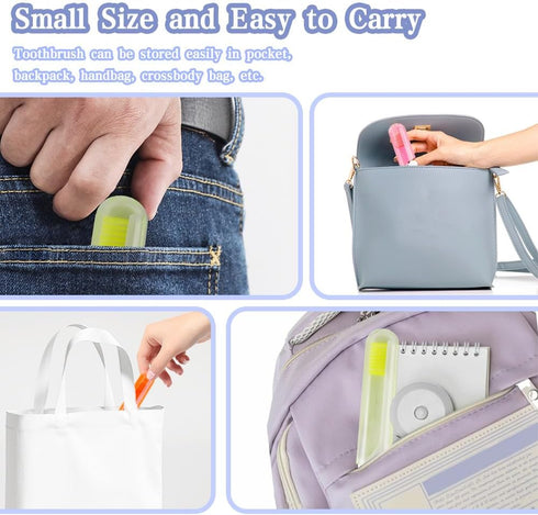 Travel Toothbrush Set, 3PCS Mini Soft Portable Toothbrush with Cover, Individually Wrapped, Orange, Yellow, Pink