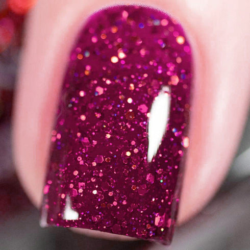 Vishine Gelpolish Lacquer, Shiny Color Soak Off UV LED Gel Nail Polish, Glitter Red (1550)