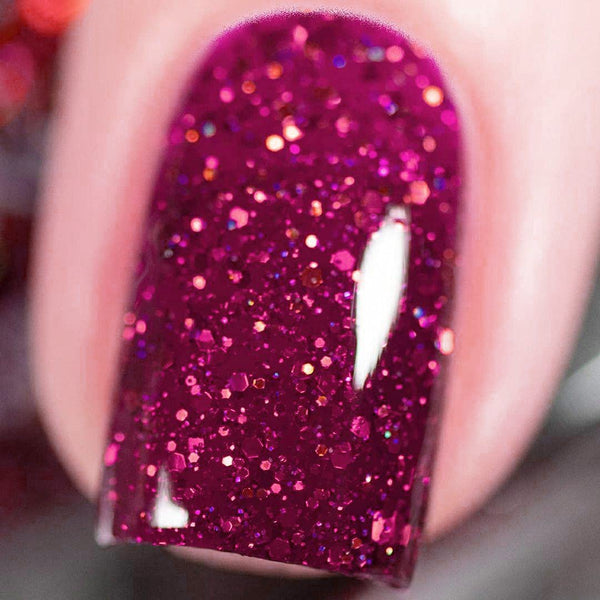 Vishine Gelpolish Lacquer, Shiny Color Soak Off UV LED Gel Nail Polish, Glitter Red (1550)