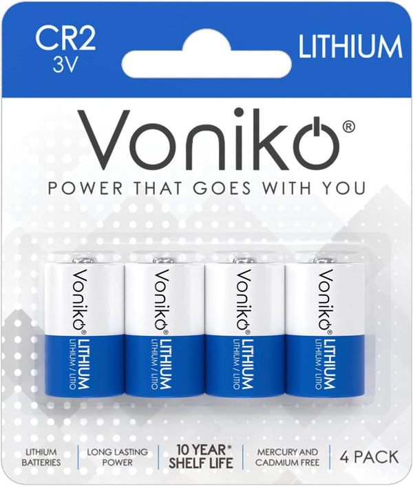 Voniko CR2 3V Lithium Batteries, 4-Pack, High Power Lithium-Battery, 10 Years Shelf Life
