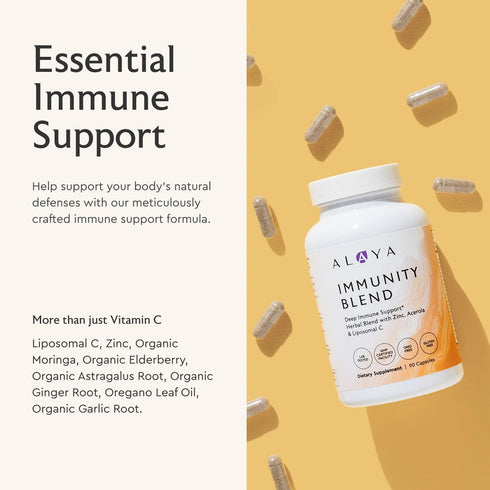 Alaya Naturals Immunity Blend, 90 Capsules, Advanced Immune Support with Vitamin C, Zinc, Elderberry