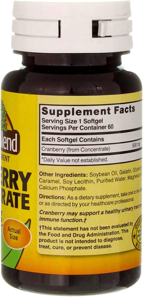 Nature's Blend Cranberry Concentrate 500 mg Soft Gels, 60 ct, Pack of 2