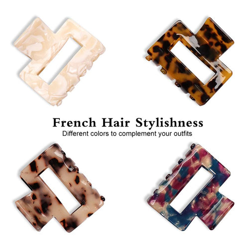 MagicSky 4PCS Hair Claw Clips - Acrylic Hair Banana Barrettes, Celluloid French Butterfly Jaw Clips, Tortoise Shell
