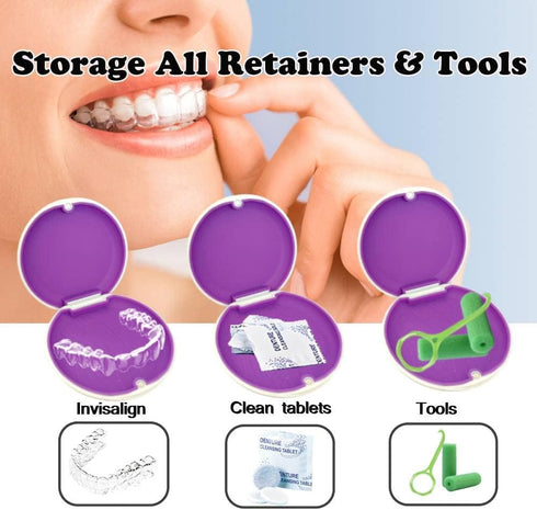Alliph Slim Retainer Case, Traveling Holder for Mouth Guard, Magnetic Close Waterproof Denture Case with 1 Remover