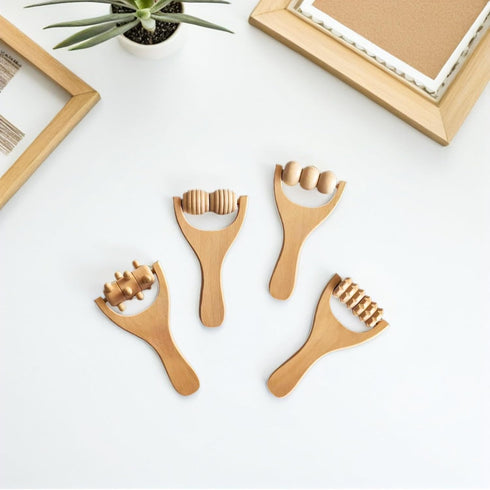 ZUNOXAZ 8pcs Wooden Massage Roller Multi Functional Hand Massager for Neck Shoulder Back Foot Relief Ergonomic Design