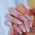 MISUD Medium Length Fake Nails - Pink Glossy Glue on Full Cover Ballerina Artificial Nails, 24pcs