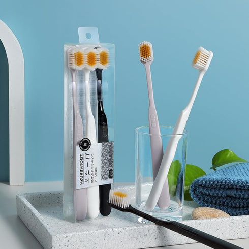 Japanese Soft-bristled Manual Toothbrush Set, Wide-Headed Floss Toothbrush for Adult Care (3 Sets)