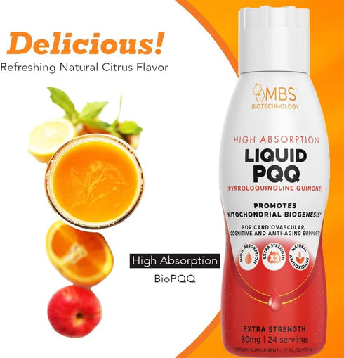 17 Oz Liquid PQQ: 80mg Highly Absorbable Pyrroloquinoline Quinone for Mitochondria Energy and Antioxidants, 24 Servings