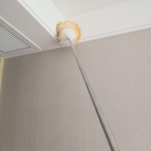 MKUN Lambs Wool Feather Duster, Extendable Stainless Steel Handle for Cleaning Fan, Windows, Blinds, Laptop, Furniture