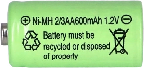 10 Packs 2/3AA Size Rechargeable Batteries, 600mAh 1.2V Ni-MH for Solar Lights (Not AA Standard Size)